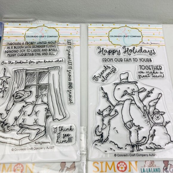 Assorted Christmas Holiday Clear Rubber Stamps Dies Lot 11 Packs Various Brands - Picture 2 of 7